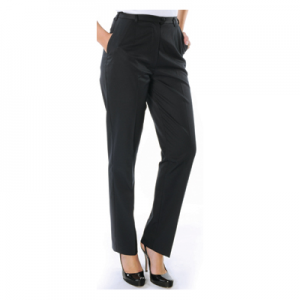 TROUSERS LADIES POLY/VISC FLAT FRONT  BLACK 10